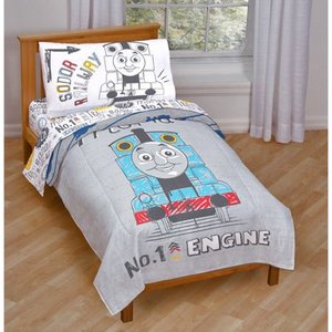 lot 3881 image: Thomas the Tank Engine Doodle Days Toddler 4-piece Bed in a Bag Set