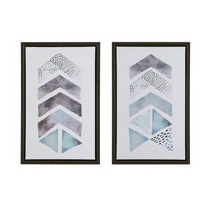 lot 3882 image: Urban Habitat This and That Way Blue Grey Framed Gel Coat Canvas - Set Of 2