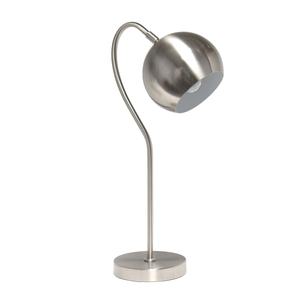 lot 3886 image: Lalia Home Mid Century Curved Table Lamp with Dome Shade, Brushed Nickel
