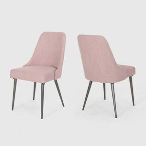 lot 3893 image: Light Blush  Gun Metal Alnoor Modern Armless Fabric Dining Chairs (Set of 2) by Christopher Knight Home