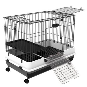 lot 3906 image: PawHut Metal Cage Indoor Small Animal Hutch- Retail$105.99