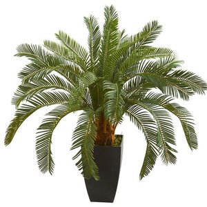 lot 3936 image: Nearly Natural 30-inch Cycas Artificial Plant in Black Vase