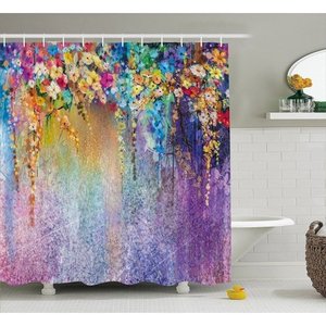 lot 3957 image: Watercolor Flower Home Decor Shower Curtain