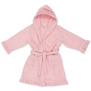 lot 3966 image: Pink - L- Sweet Kids Ruffled Turkish Cotton Hooded Terry Bathrobe