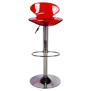 lot 3968 image: Single Red Adjustable Handmade Design Tree Home Lucite Seat Adjustable Swivel Bar Stool-Retail $132.49