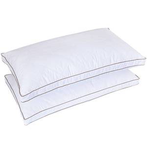lot 4004 image: Standard Medium Firm 2 inch Gusset Down and Feather Pillows (Set of 2) White Retail $84.98