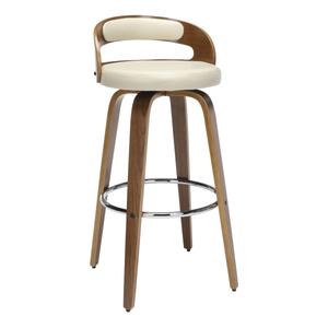 lot 4026 image: OFM 161 Collection Mid Century Modern Low Back Bentwood Frame Swivel Seat Stool with Vinyl Back and Seat Cushion- Retail$126.99