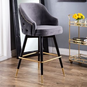 lot 4034 image: Abbyson Eva Tufted Back Bar Stool- Retail$339.99