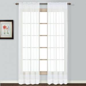lot 4039 image: United Curtain Batiste Semi-Sheer Window Curtain Panel Pair, 54 by 45-Inch, White