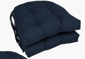 lot 4050 image: Navy- Blazing Needles 16-inch U-Shaped Dining Chair Cushions (Set of 2)&nbsp