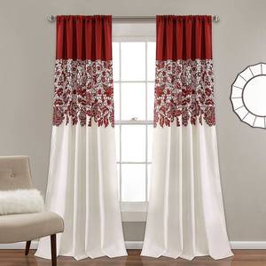 lot 4063 image: 84 Inches - Red- Lush Decor Estate Garden Room Darkening Window Curtain Panel Pair