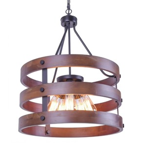 lot 3884 image: Rustic Wooden Chandelier, Natural 5-lights Pendant Light Wood and Iron- Retail$178.49