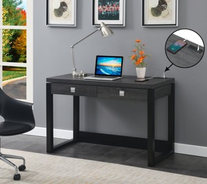 lot 3890 image: Convenience Concepts Newport 2-Drawer Desk with Charging Station
