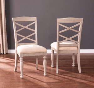 lot 3900 image: Southern Enterprise &nbspIvory Upholstered Dining Chairs,&nbspSet of 2