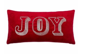 lot 3904 image: Accent Polyester Homey Cozy Christmas JOY Throw Pillow Cover &amp Insert