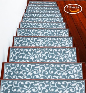 lot 3910 image: &nbsp4 PACK Teal White SUSSEXHOME Leaves Collection Polypropylene Stair Treads&nbsp