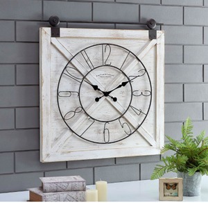 lot 3926 image: FirsTime &amp Co. Farmstead Fir Wood Barn Door Wall Clock, Gray- Retail$107.49