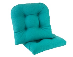 lot 3937 image: Teal- Gripper Non-Slip 17 x 17 Omega Tufted Chair Cushions, Set of 2