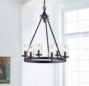 lot 3942 image: Elbrus 6-Light Candle Style wheel Chandelier- Retail$142.99