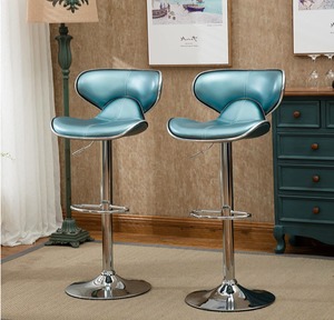 lot 3981 image: Blue Masaccio Leatherette Airlift Adjustable Swivel Barstool (Set of 2) Retail $120.55