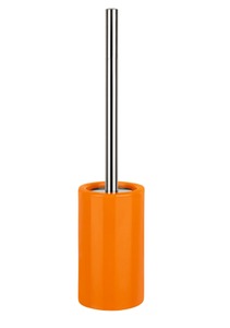 lot 3988 image: Spirella Tube Stoneware Toilet Brush, Orange, Blue, Grey- Set of 3