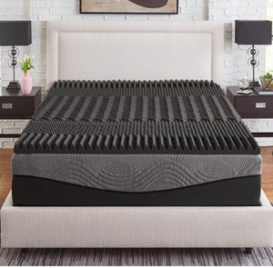 lot 4011 image: King- Slumber Solutions Active 2.5-inch 5-Zone Charcoal Memory Foam Topper- Retail$88.74