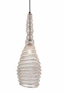 lot 4015 image: Silver- Oblong Silver Metal Mesh Pendant Light 12 x 12 x 20- Retail$77.98