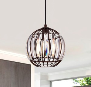 lot 4019 image: Oil Rubbed Bronze- 1-light Oil Rubbed Bronze Hanging Pendant- Retail$99.99