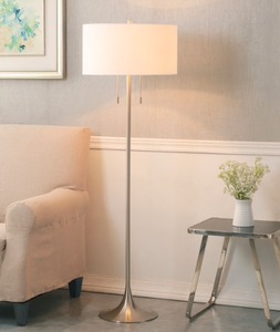 lot 4044 image: Kent 61-inch Brushed Steel Floor Lamp- Retail$148.99