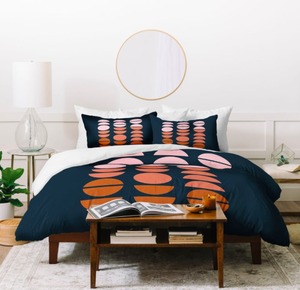 lot 4049 image: King- Deny Designs Circles and Moons 3 Piece Duvet Cover Set- Retail$184.99