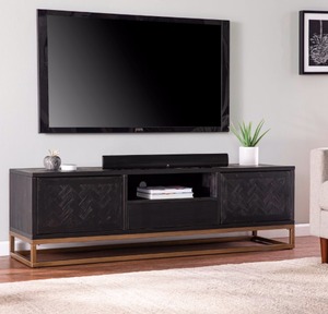 lot 4052 image: Black  Antique Gold Carbon Loft Delgany Contemporary Black TVMedia Stand-Retail$601.99