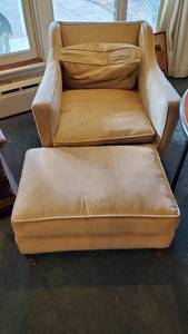 lot 19003 image: Beige Chair With Footstool