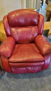 lot 19005 image: Red Faux Leather Recliner