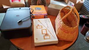 lot 19030 image: Pixma Printer, Fishing Pole Picture Frame, Basket and More