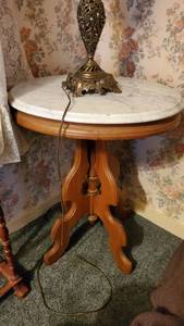 lot 19085 image: Side Table With Marble Top