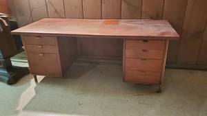 lot 19125 image: Wood Desk, Credenza