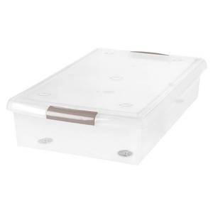 lot 6 image: IRIS USA 40 Qt Under Bed Sliding Storage Box, ClearTan