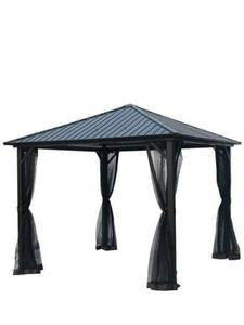lot 25 image: Hard Top Metal Gazebo with Mosquito Netting 10x 10 Outdoor Gazebo