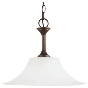 lot 57 image: Sea Gull Lighting 69807BLE-827 Bell Metal Bronze Finished Pendant with Satin Etched Glass Shades
