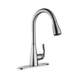 lot 73 image: Glacier Bay Carla Single-Handle Pull-Down Sprayer Kitchen Faucet in Stainless Steel, Silver
