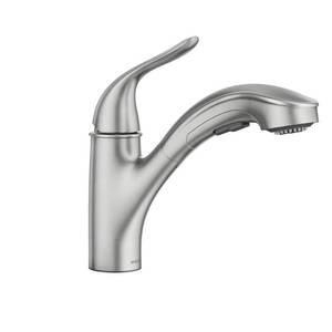 lot 76 image: MOEN Brecklyn Single-Handle Pull-Out Sprayer Kitchen Faucet with Power Clean in Spot Resist Stainless