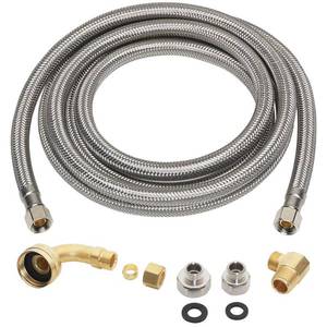 lot 77 image: Everbilt 38 in. x 38 in. x 96 in. Stainless Steel Universal Dishwasher Supply Line no attachments