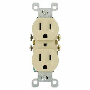 lot 78 image: Leviton M11-05320-IMP 15 Amp Duplex Receptacle Grounded Ivory, 10-Pack