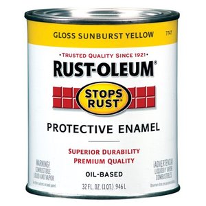 lot 111 image: Rust-Oleum 7747502 Protective Enamel Paint Stops Rust, 32-Ounce, Sunburst Yellow set of 2