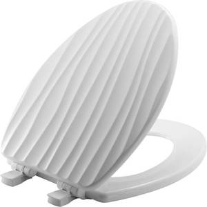 lot 128 image: BEMIS STA-TITE Slow Close Lift-Off Sculptured Elongated Closed Front Toilet Seat in White