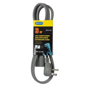 lot 132 image: Bergen Industries 3 ft. 143 SPT-3 Wire Air ConditionerMajor Appliance Extension Cord with Right U-Ground Plug in Gray