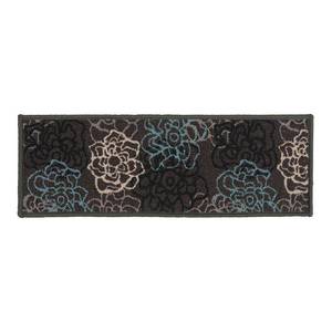 lot 137 image: World Rug Gallery Contemporary Modern Floral Flowers Non-Slip Stair Treads 8.6 x 26 Gray (Set of 4), Gray-4 set