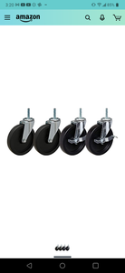 lot 154 image: 5 Caster Set of Four  38-16x1-12 Threaded Stem Mount with Brakes -Qty4