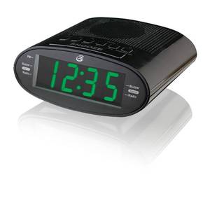 lot 92 image: GPX Clock Radio, AMFM, 1.2 LED Green Display, Dual Alarm - Black (C303B)