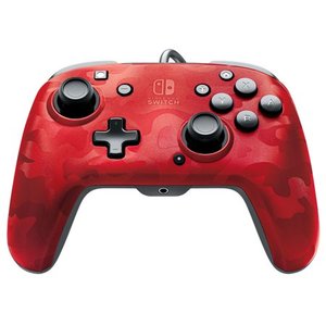 lot 142 image: PDP, Faceoff Deluxe Audio Wired Controller, Nintendo Switch, Red Camo, 500-134-NA-CM04